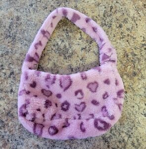 Pink Fur Cheeta Print Shoulder Bag